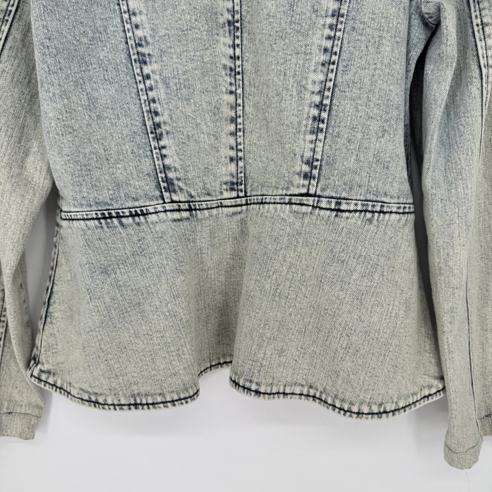 Allen B Acid Wash Military Denim Jacket L Frog Closure Y2K Steampunk Victorian - Picture 6 of 13